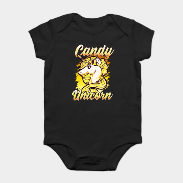 Candy Corn Unicorn Halloween Funny Candy Unicorn Baby Bodysuit by creative